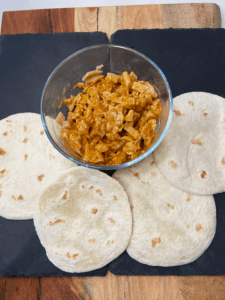 vegan curry chicken and mini tortillas