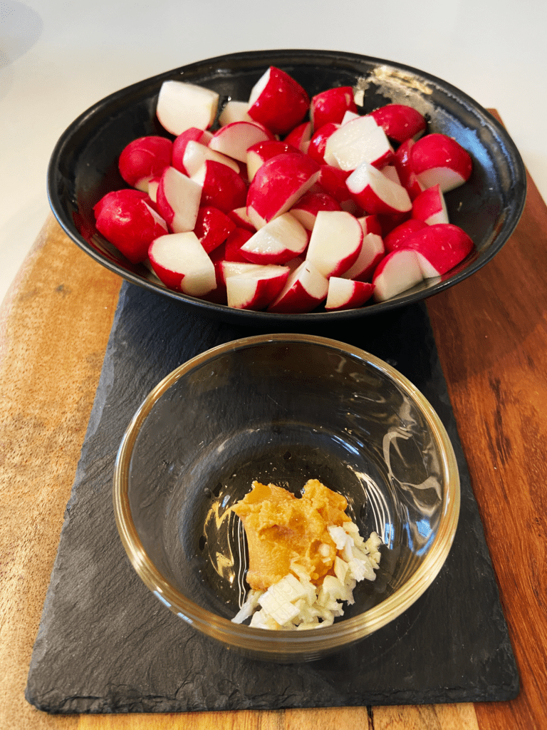 garlic miso rub and radishes for air fryer radishes