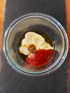 ingredients for spicy Gochujang dip in a bowl