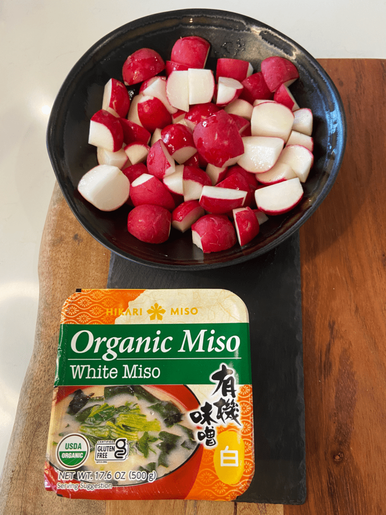  air fryer radishes with garlic miso