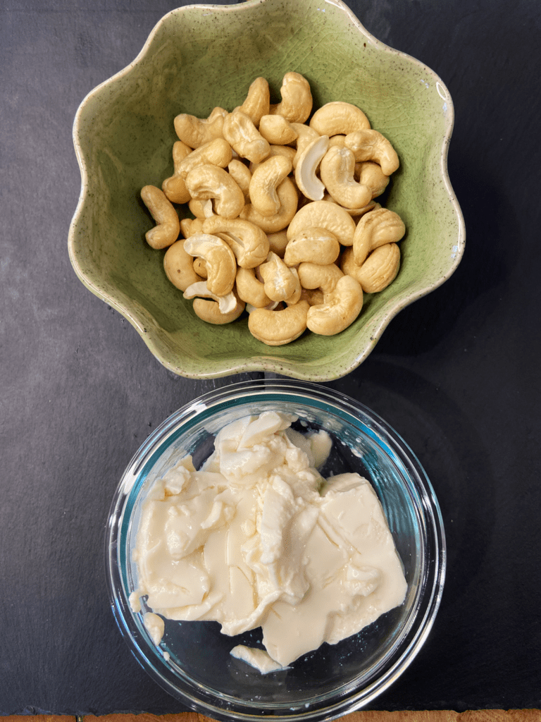 cashews and tofu for vegan chipotle crema