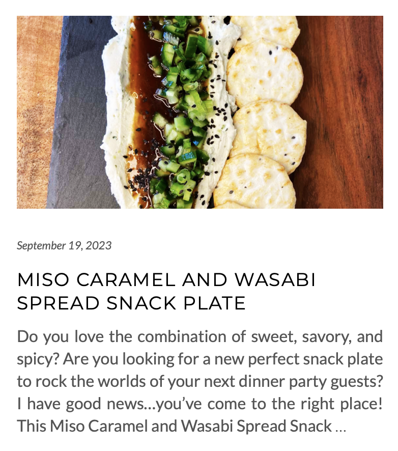 click for miso caramel and wasabi spread snack  plate