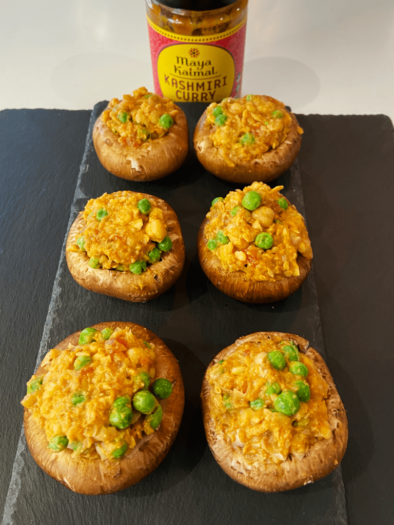 stuffed curry chickpea air fryer mushroom Indian recipe