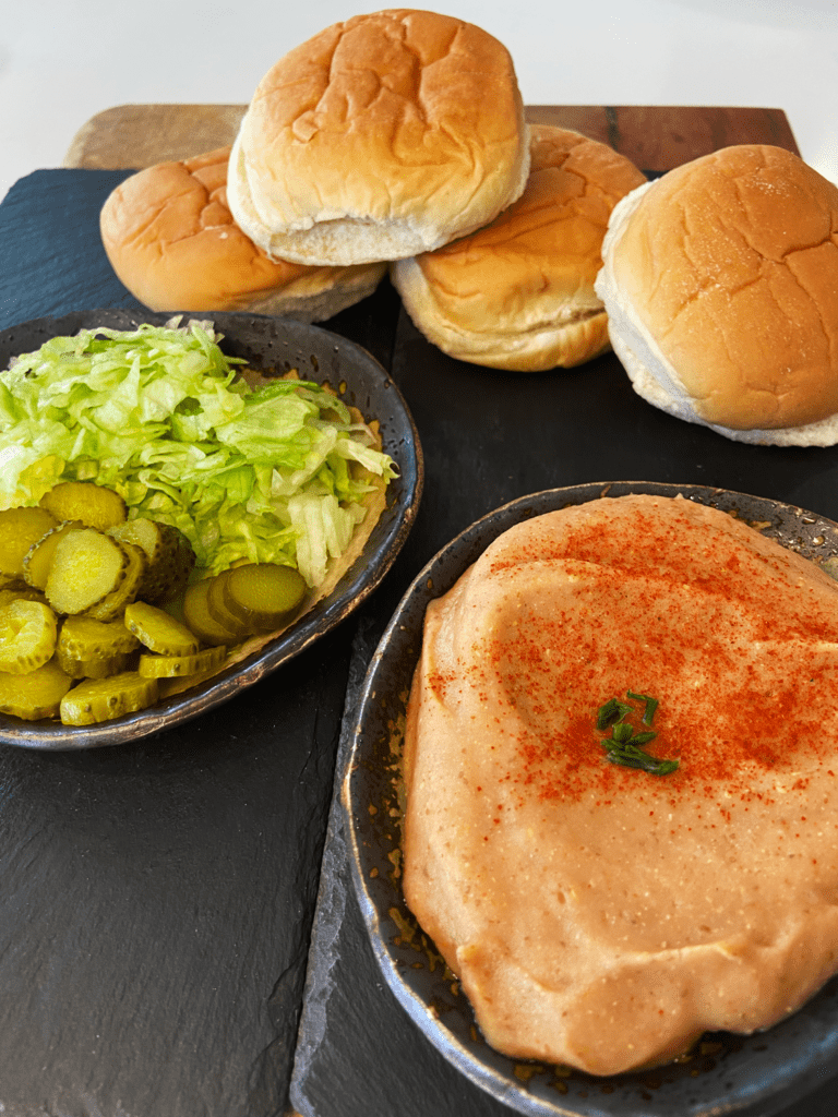 toppings and buns for air fried beyond burger Big Mac sliders