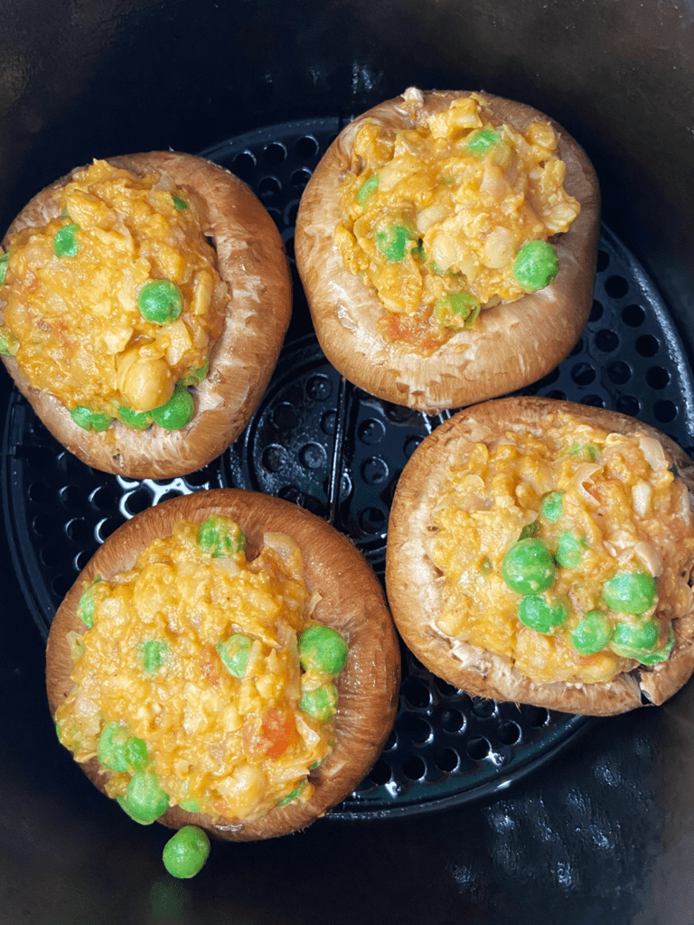 adding stuffed mushrooms to air fryer