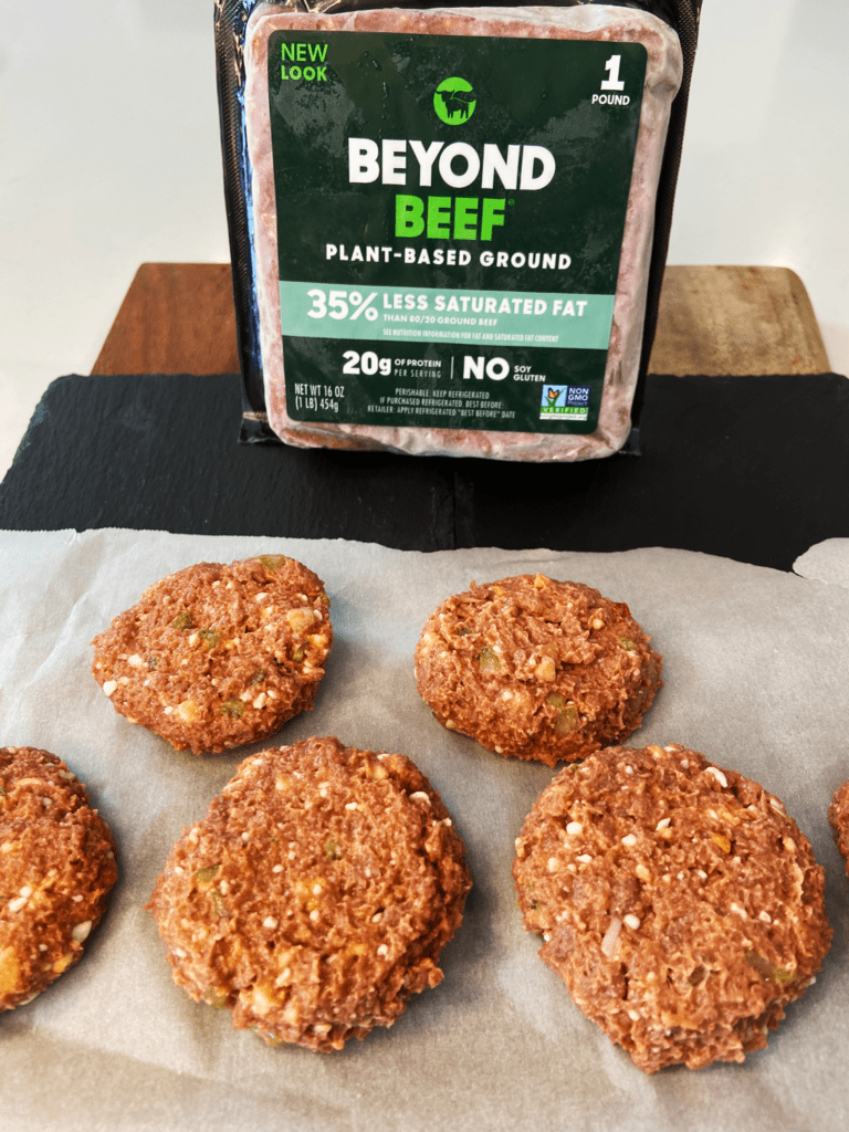 uncooked burgers for air fryer beyond meat burgers vegan buffalo blue sliders