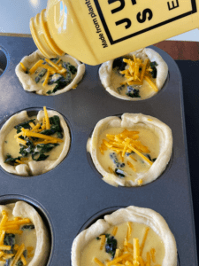 adding Just egg to Just Egg Quiche cups