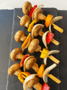 marinated veggies on skewers