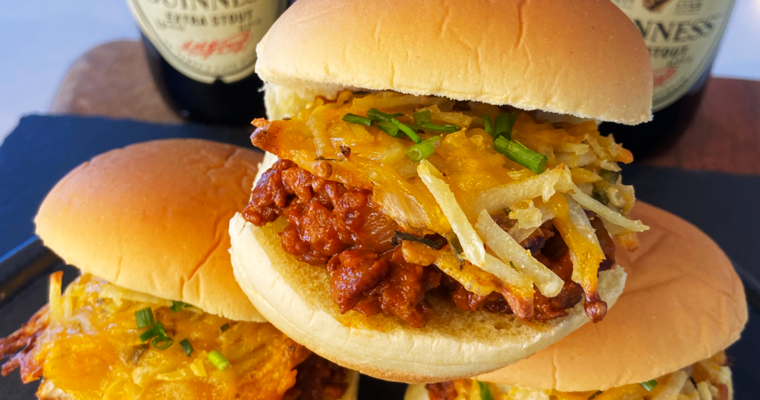 Beyond Meat Beer Sloppy Joes – with vegan cheese potato hash