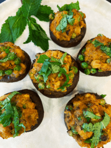 curry chickpea stuffed air fryer Indian mushrooms recipe