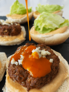 air fryer beyond meat burgers vegan buffalo blue sliders