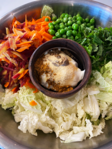 ingredients for vegan Indian cabbage salad