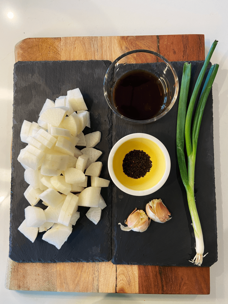 ingredients for roasted daikon radish recipe