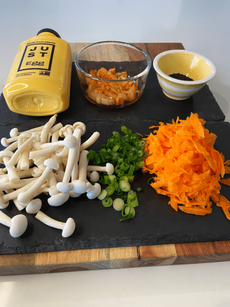 ingredients for Korean baked Just egg and rice