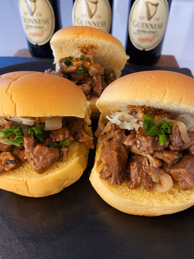 Guinness vegan steak sliders