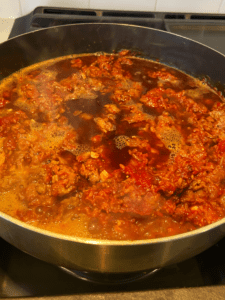 adding ingredients for beyond meat beer sloppy joes