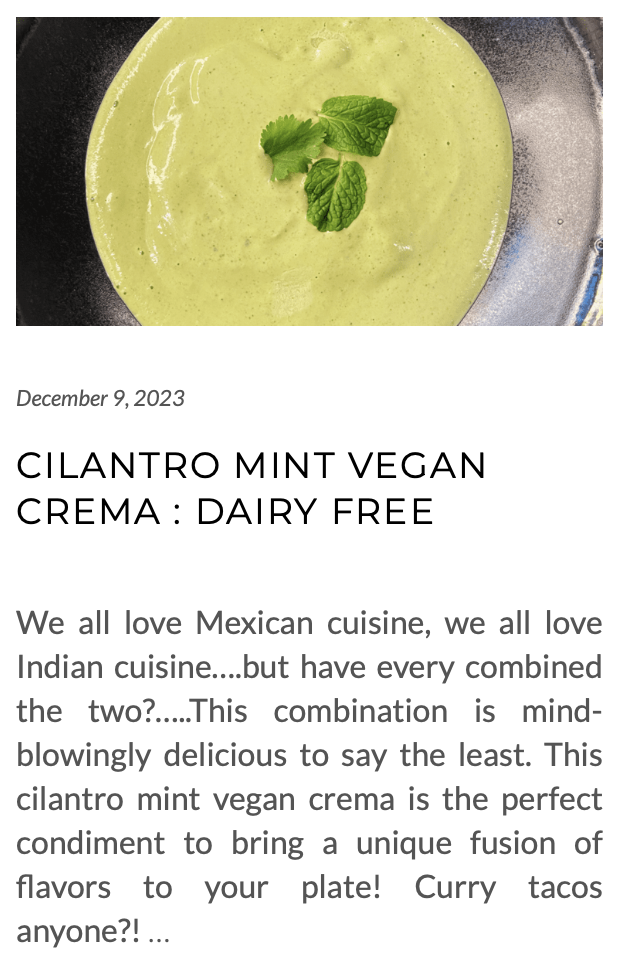 link for cilantro mint vegan crema