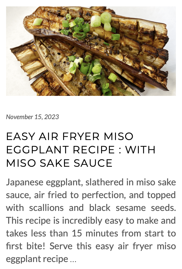 link to easy air fryer miso eggplant recipe