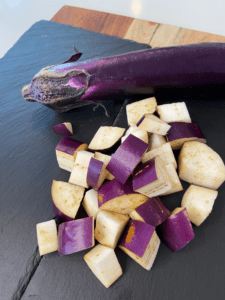 Japanese eggplant chopped