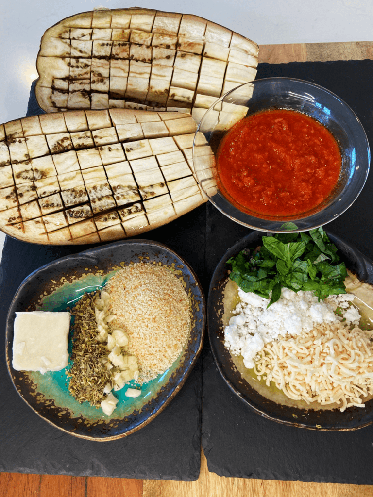 ingredients for Vegan Garlic Butter Stuffed Eggplant Parmesan