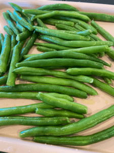 green beans tossed in salt and oil