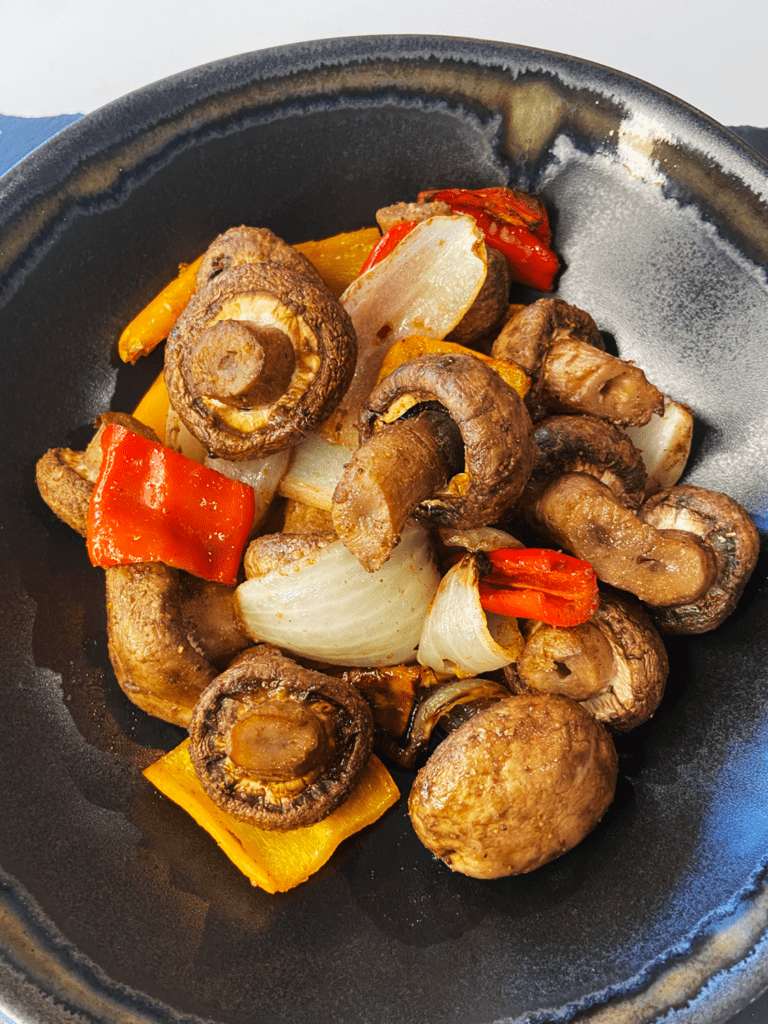  air fryer masala spiced Indian mushrooms