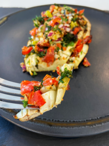 vegan antipasto stuffed aubergine and feta