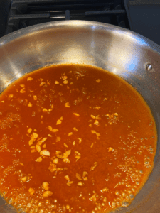 vegan garlic Gochujang sauce cooking