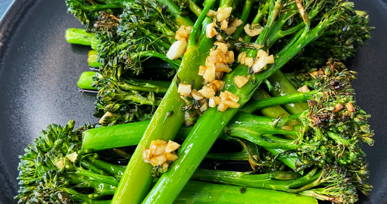 air fryer tenderstem broccoli (broccolini) with garlic soy