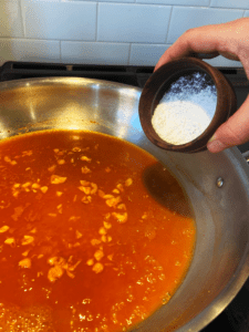 adding corn starch to spicy Gochujang sauce