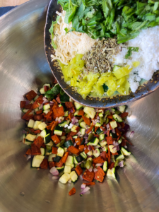 ingredients for Italian filling added to bowl