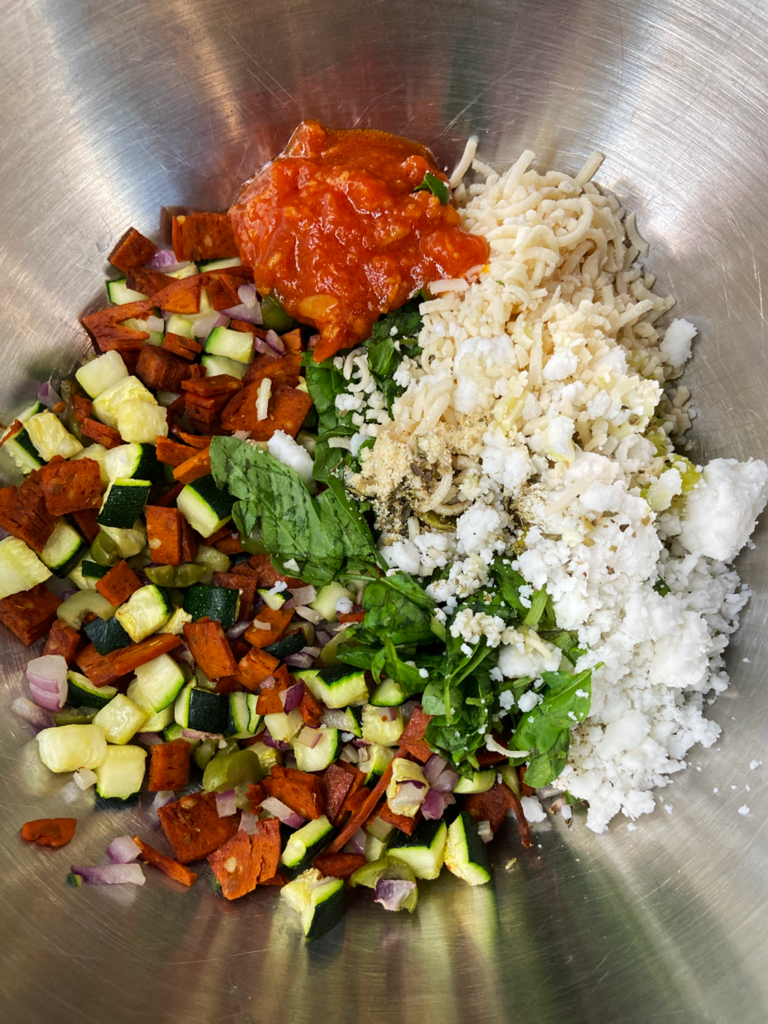 ingredients for  air fryer vegan hot pockets recipe  in a bowl