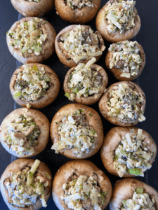 vegan crab stuffed mushrooms before cooking