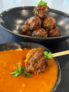 air fryer beyond meatballs with Gochujang peanut sauce