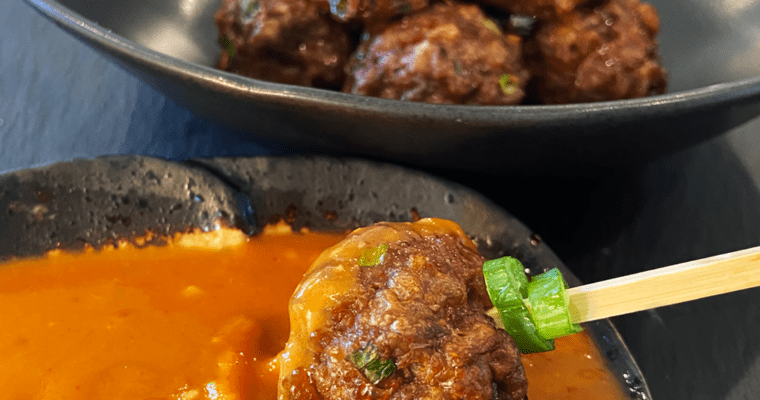 Air Fryer Beyond Meatballs with vegan Gochujang Peanut Sauce