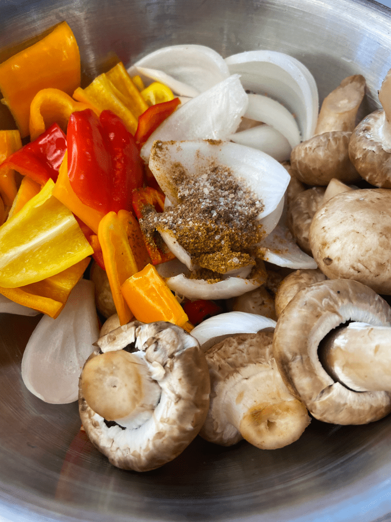 ingredients for  air fryer masala spiced Indian mushrooms