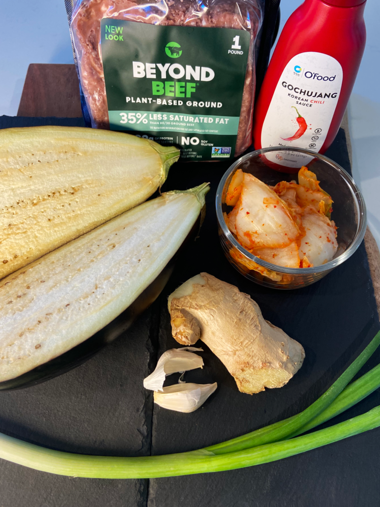 ingredients for air fryer kimchi beyond meatballs with vegan Gochujang sauce