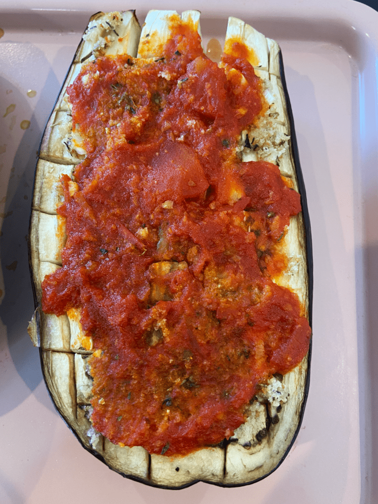 marinara on vegan eggplant