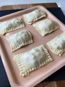 air fryer vegan hot pockets on a tray