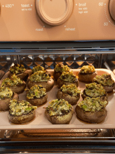 air fryer vegan crab stuffed mushrooms in the air fryer