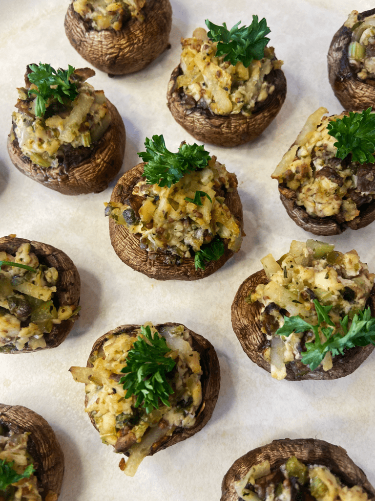  air fryer vegan crab stuffed mushrooms