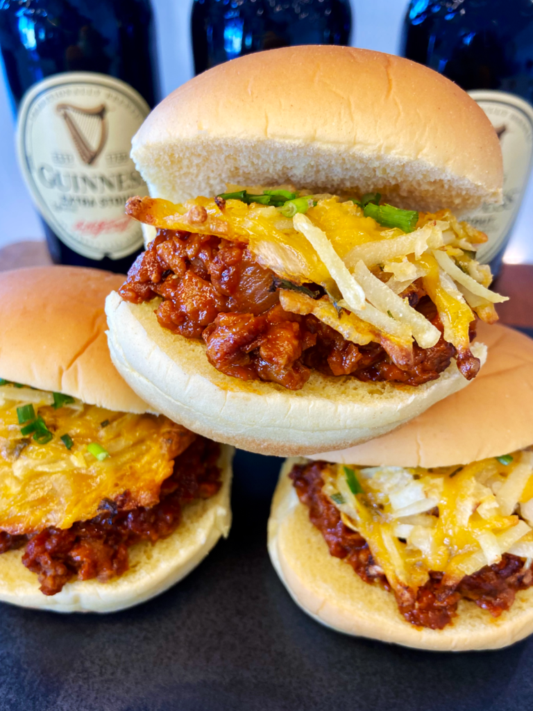 BEYOND MEAT BEER SLOPPY JOES – WITH VEGAN CHEESE POTATO HASH