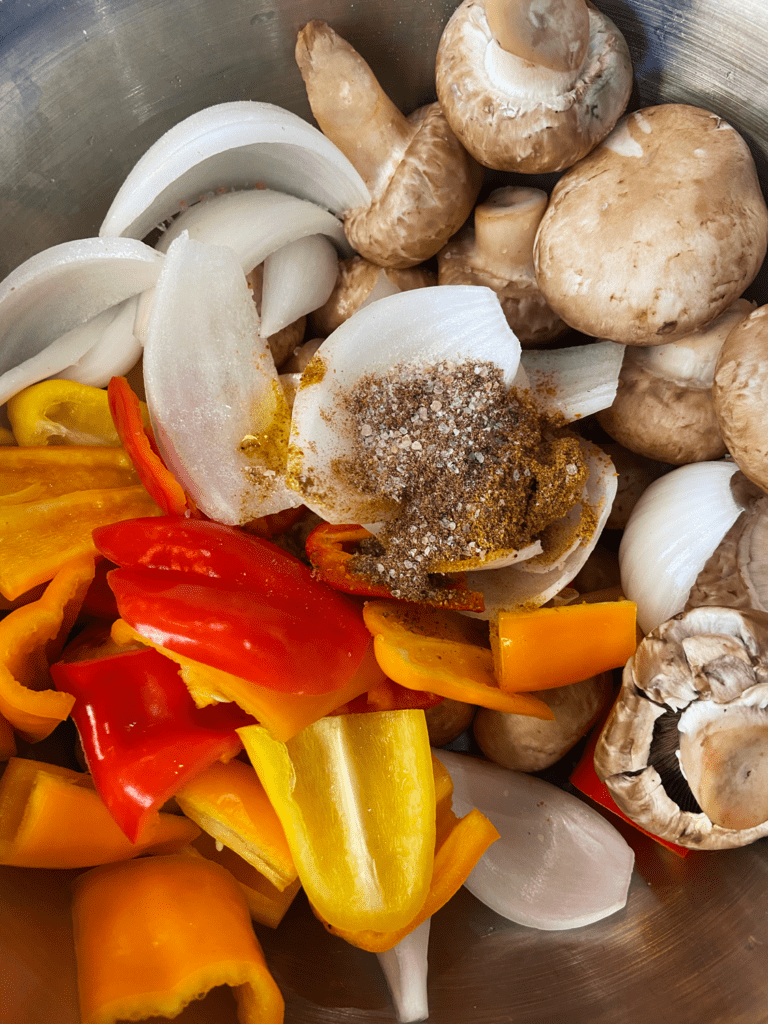 ingredients for  air fryer masala spiced Indian mushrooms