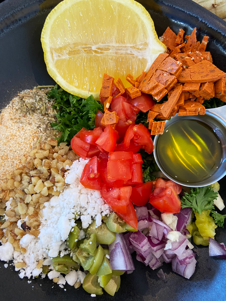 ingredients for vegan antipasto medley