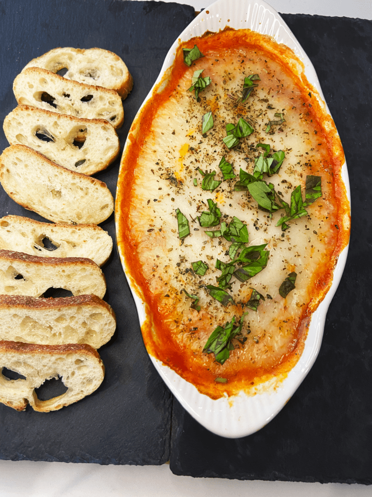 MARINARA AND VEGAN MOZZ DIP : WITH MIYOKO’S LIQUID MOZZARELLA