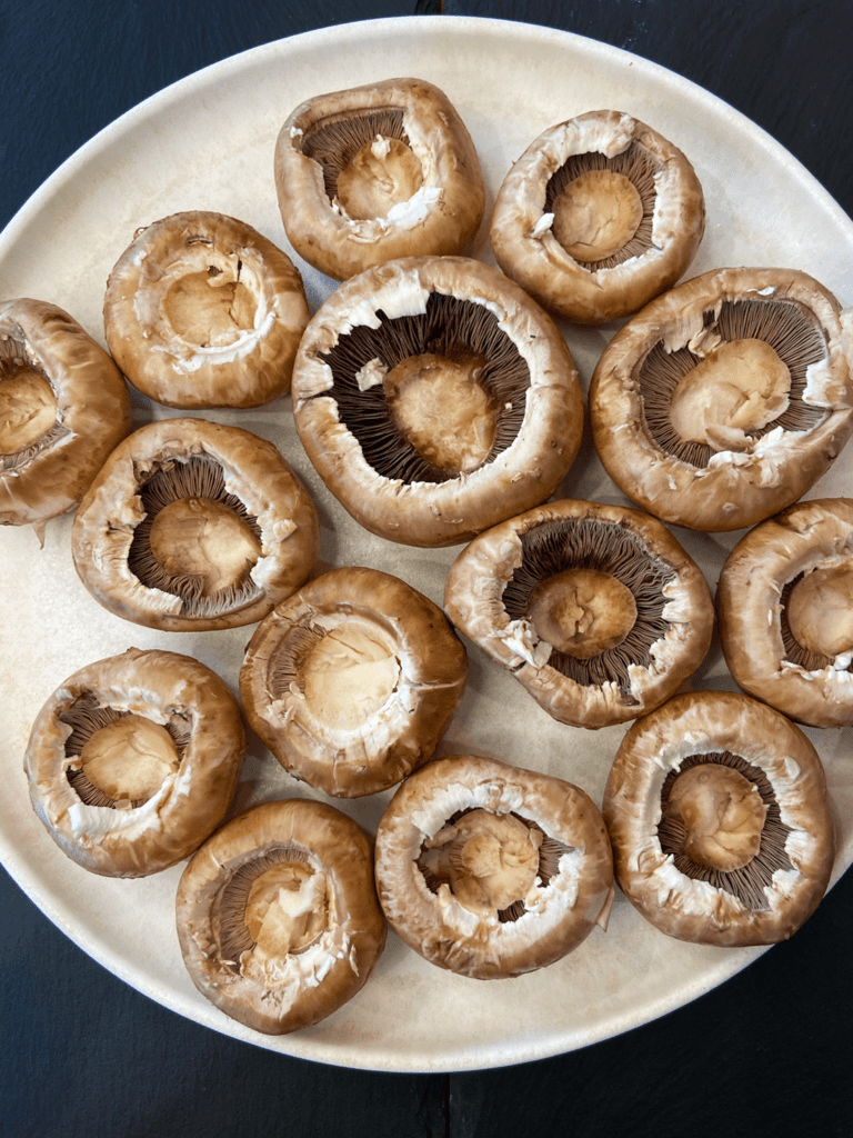 de-stemmed mushrooms for Indian Potato Stuffed Mushrooms