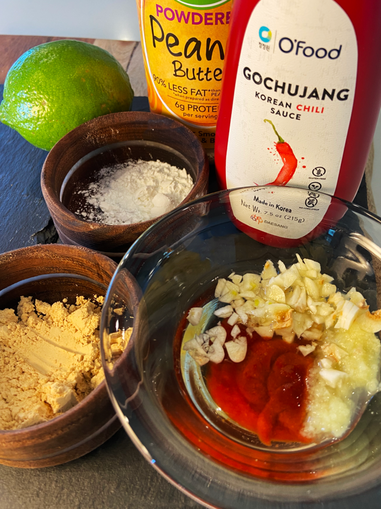 ingredients for vegan Gochujang peanut sauce