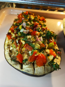 vegan antipasto stuffed aubergine and feta in the air fryer