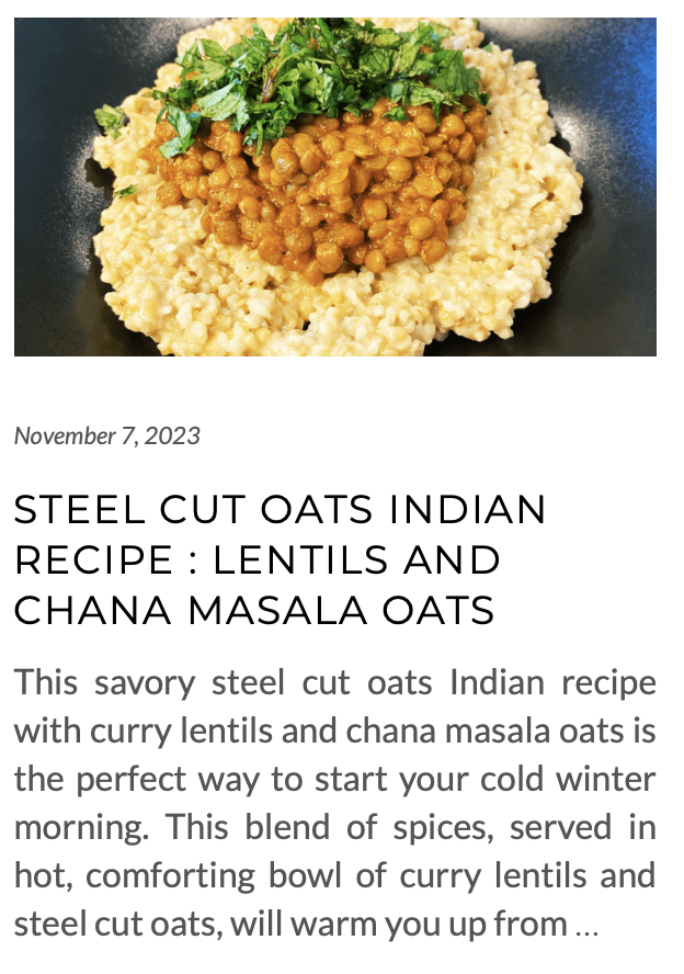 link for Chana Masala oats