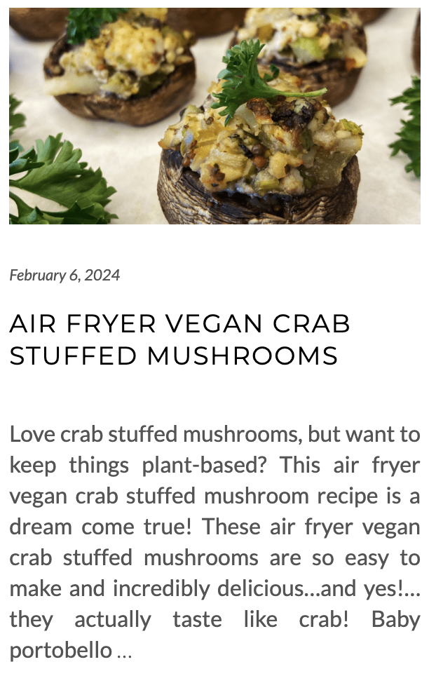 link for air fryer vegan crab stuffed mushrooms